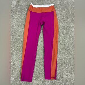 Wilo The Label Sculpt Ribbed‎ High Waist Colorblock Leggings Magenta Orange M